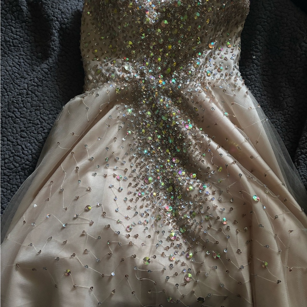 Elegant Cream Sequin Mini Dress